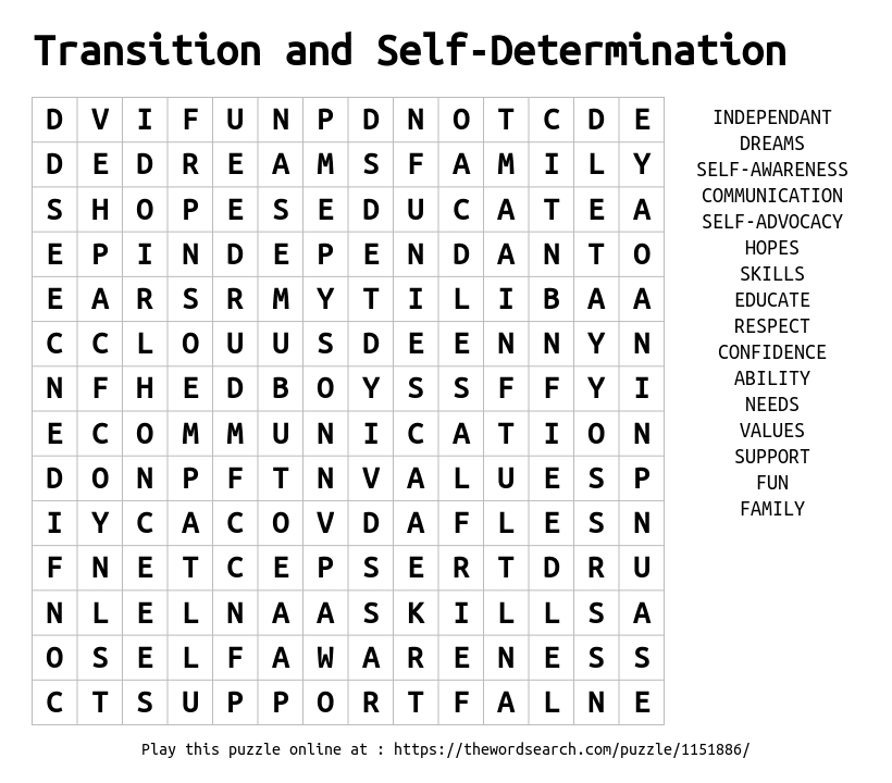 12th Grade Transition Word Search - WordMint