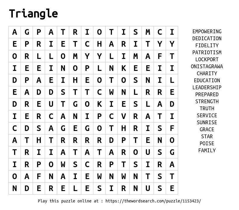 Triangle Word Search