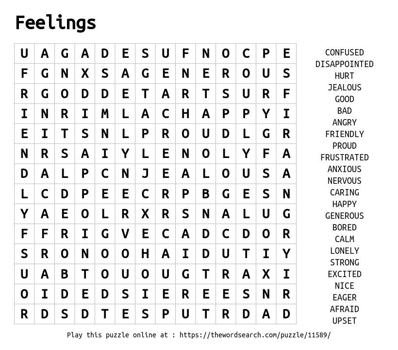 download word search on feelings