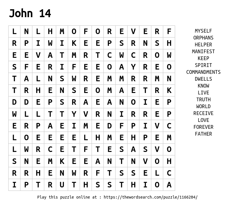 John 14 Word Search