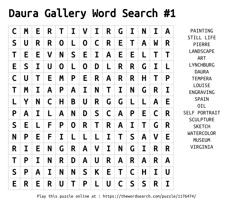 Word Search on Daura Gallery Word Search #1