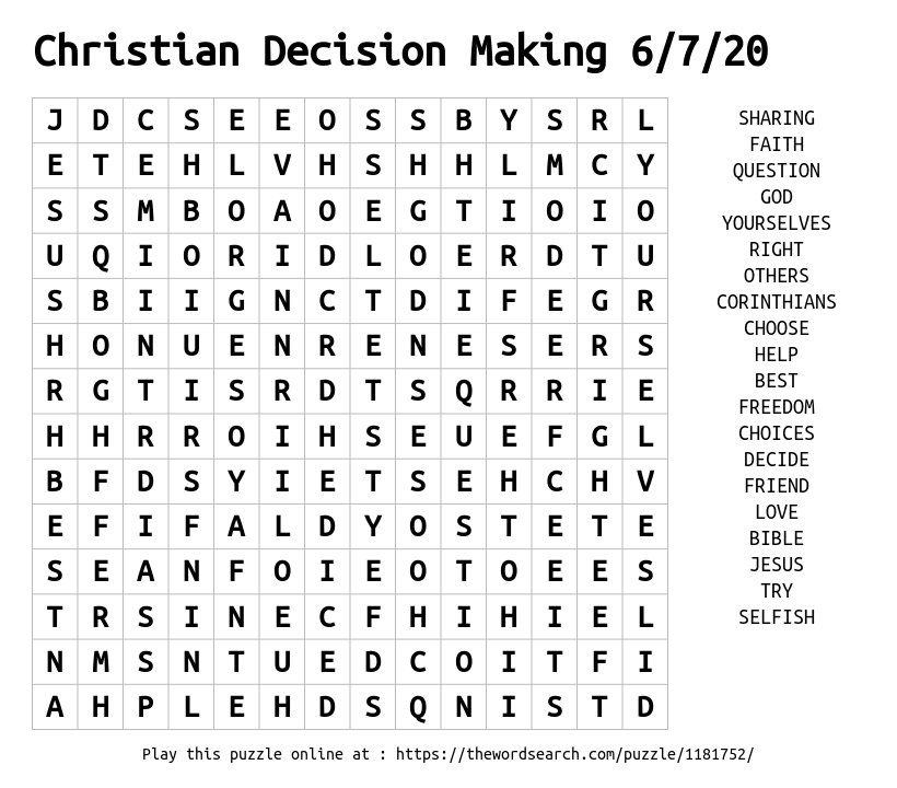 download word search on christian decision making 6 7 20