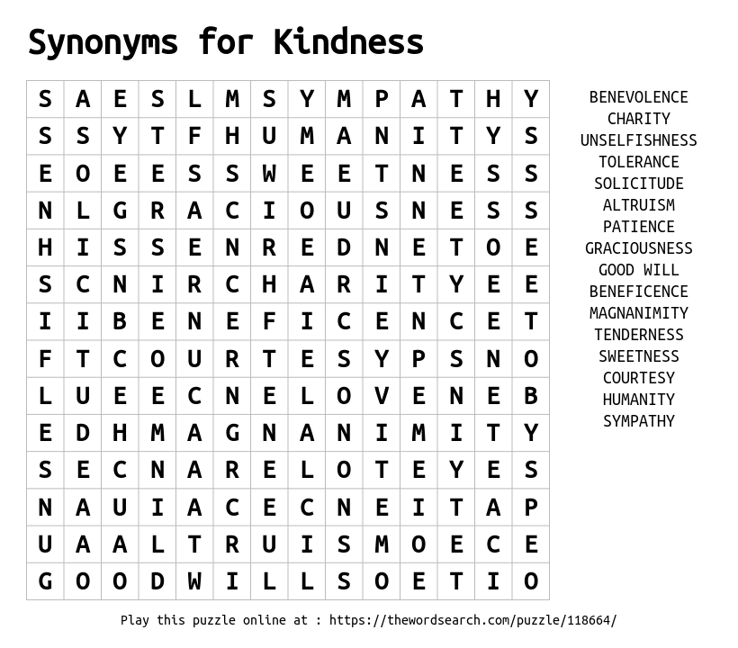 Altruism Synonyms Word Search - WordMint