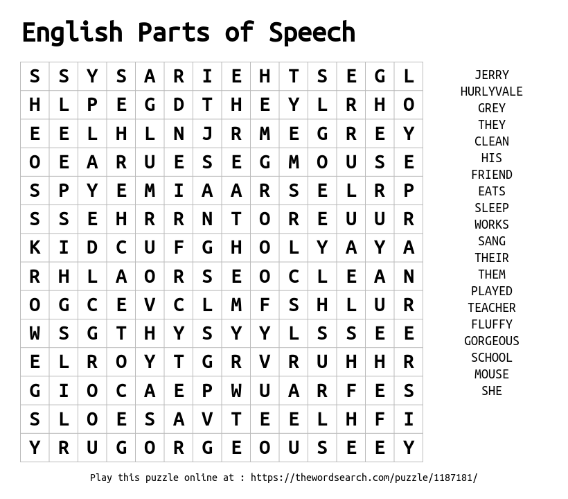 parts of speech word generator