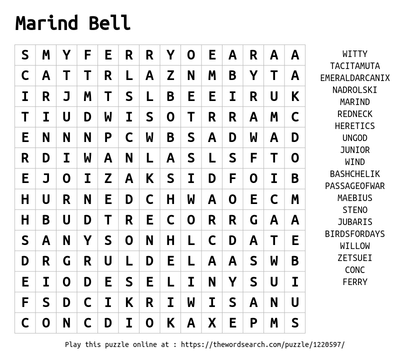 Word Search on Marind Bell