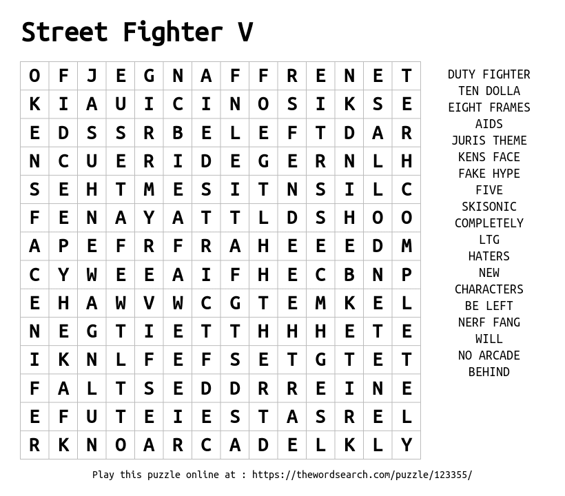 download word search on street fighter v