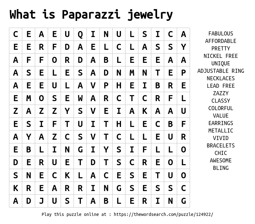 Download Word Search On What Is Paparazzi Jewelry