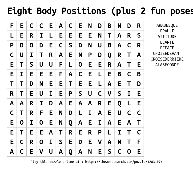 Download Word Search On Eight Body Positions Plus 2 Fun Poses 1036