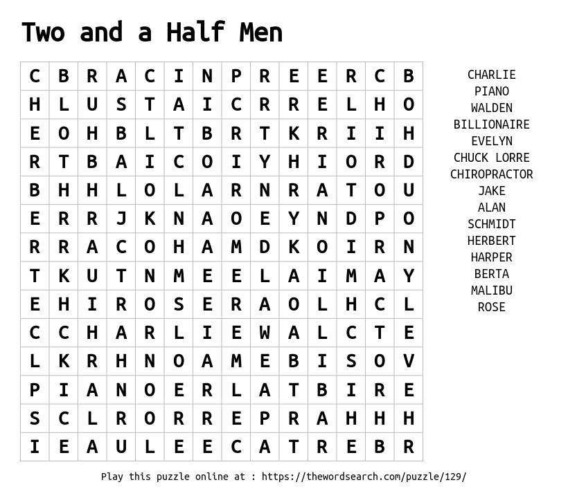 Word Search on Two and a Half Men