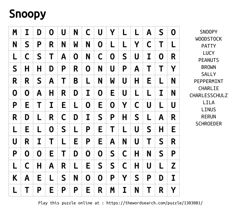 Word Search on Snoopy