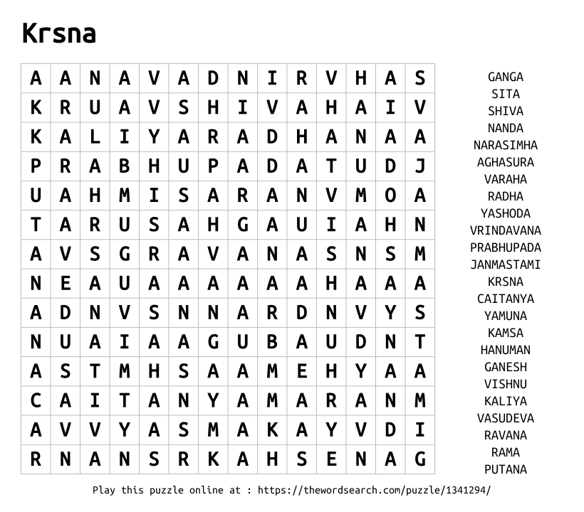 Word Search on Krsna