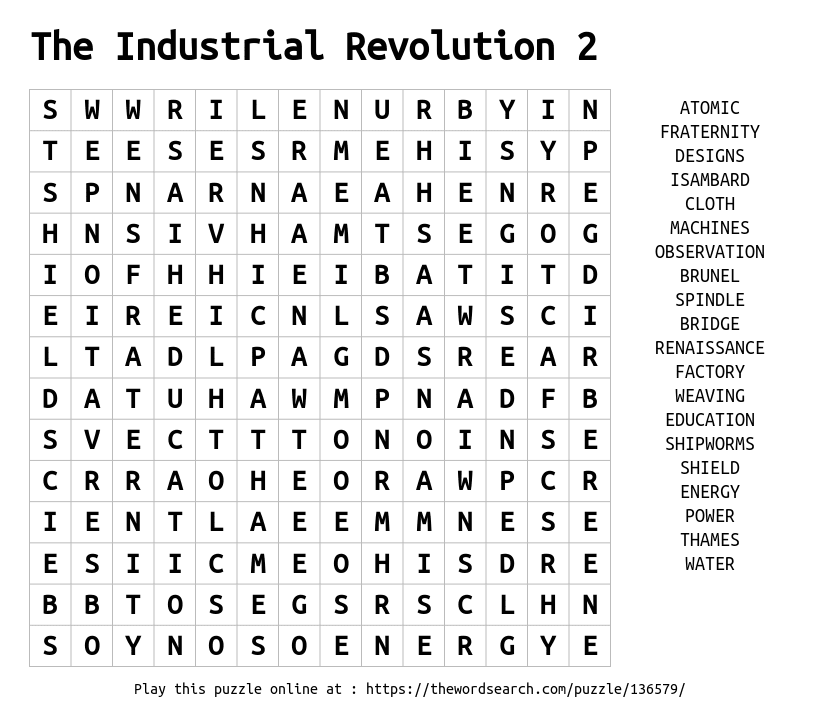 Download Word Search On The Industrial Revolution 2