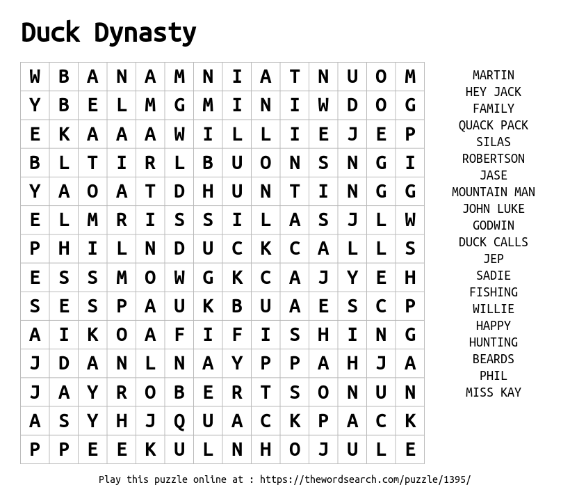 download word search on duck dynasty