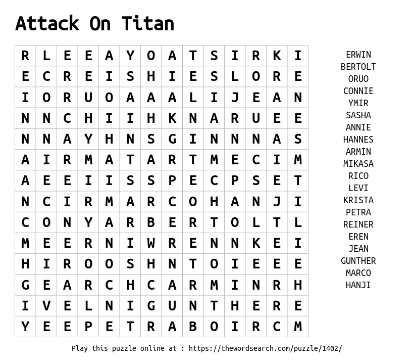 Anime Puzzle Attack On Titan - online puzzle