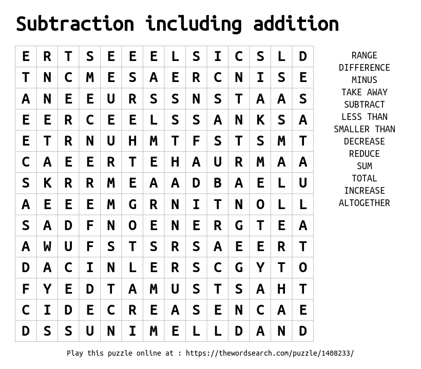 download-word-search-on-subtraction-including-addition