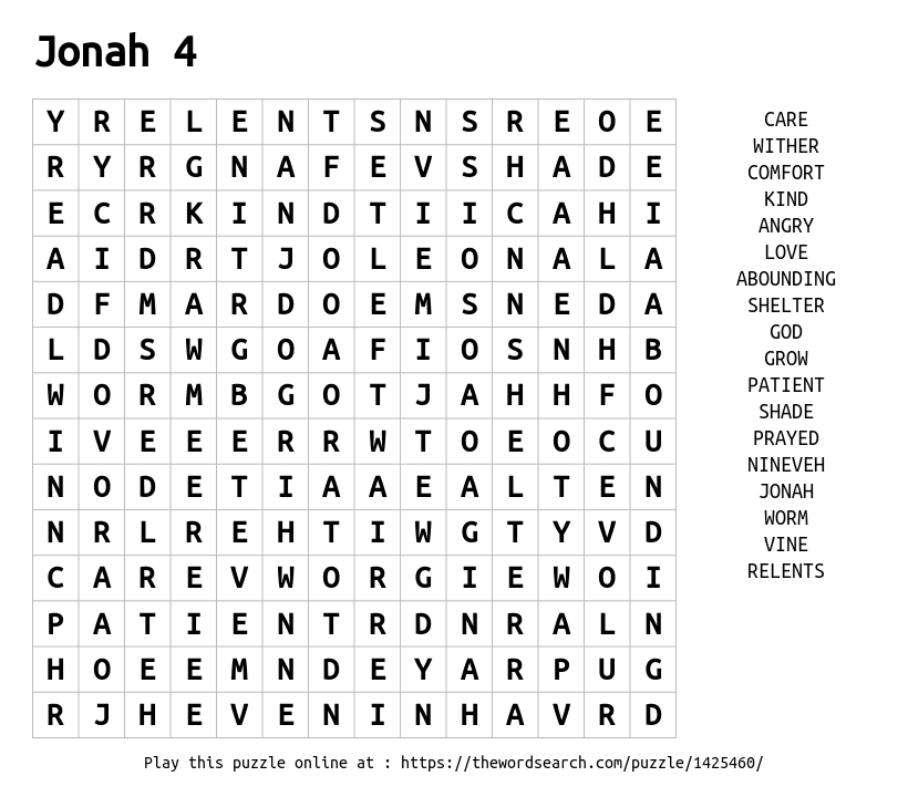 Word Search on Jonah 4