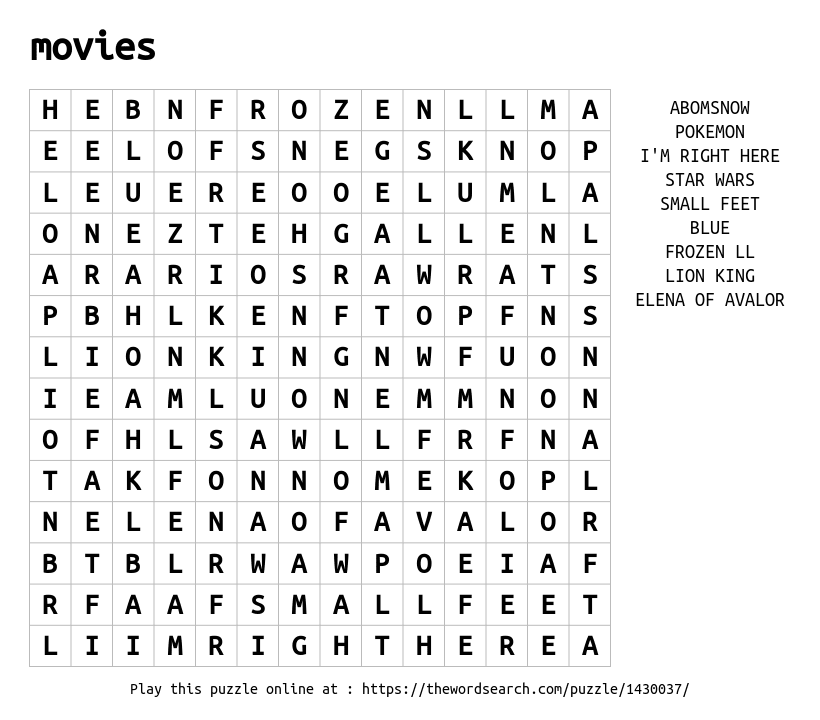 download word search on movies