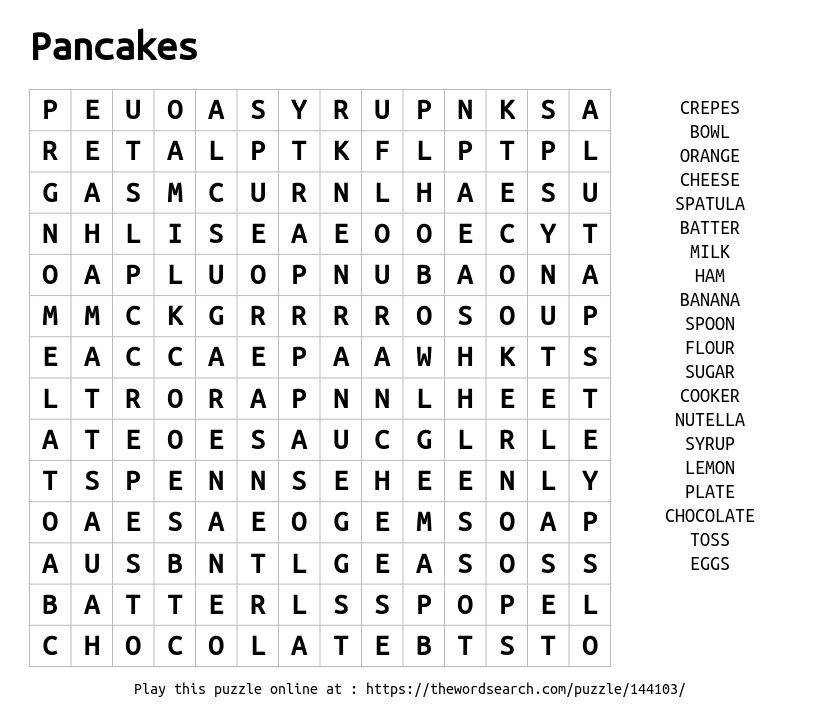 Word Search on Pancakes