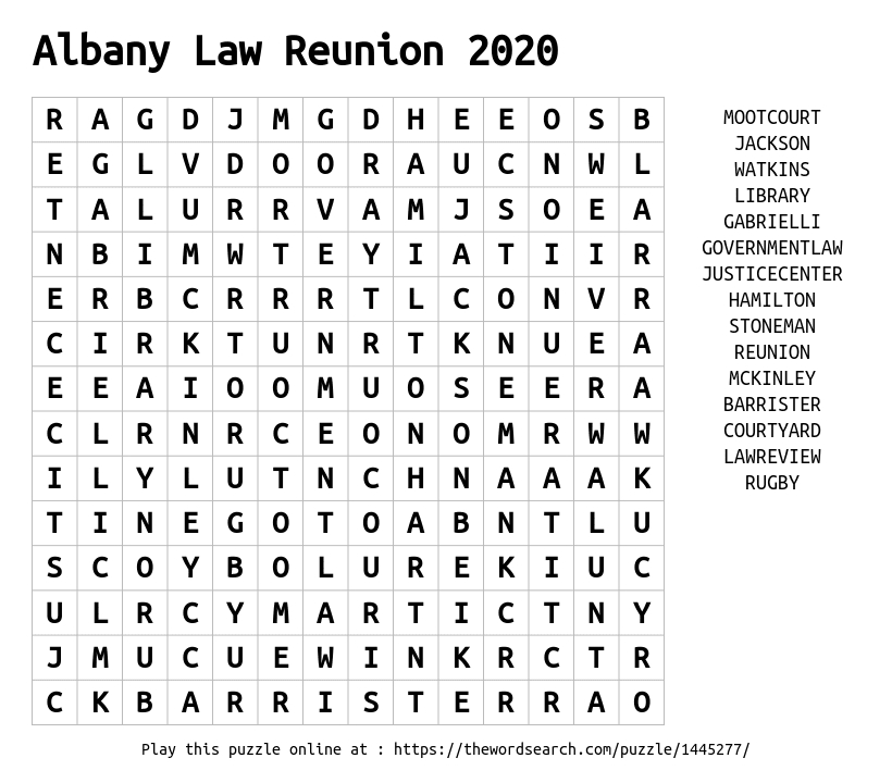 Download Word Search On Albany Law Reunion