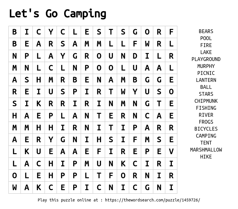 download word search on let s go camping