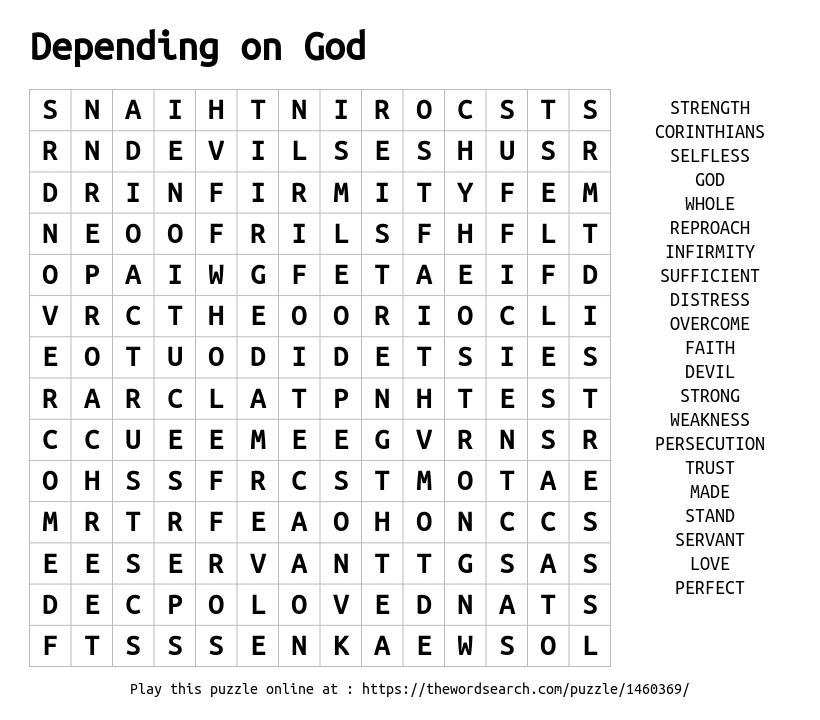 download word search on depending on god
