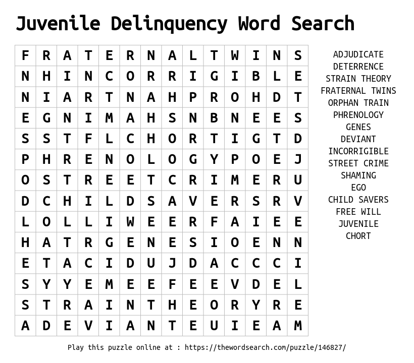 download word search on juvenile delinquency word search