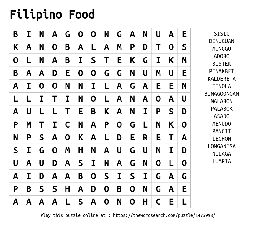 tagalog word search wordmint - filipino food word search - Lado Sergo
