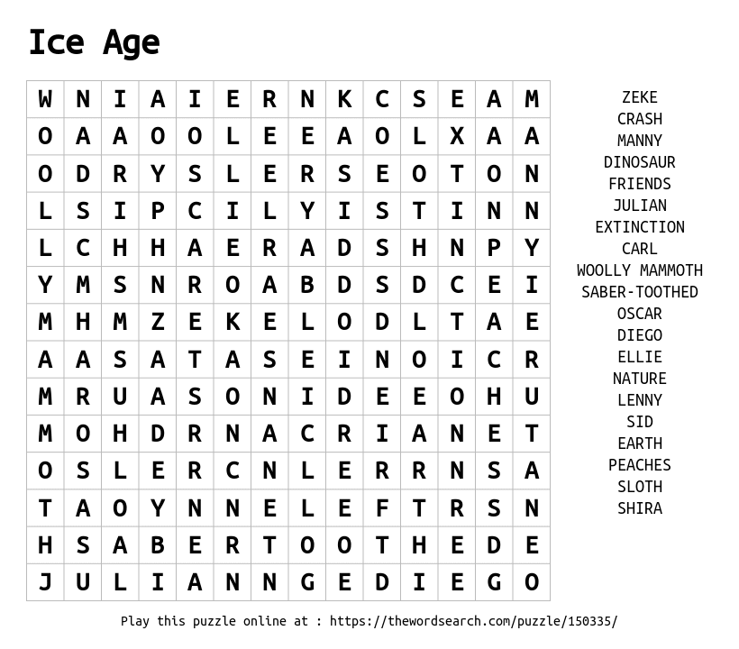 download word search on ice age