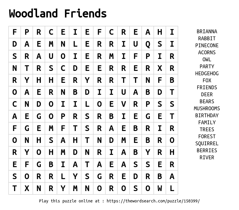 woodland-friends-word-search