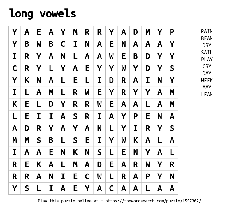 download word search on long vowels