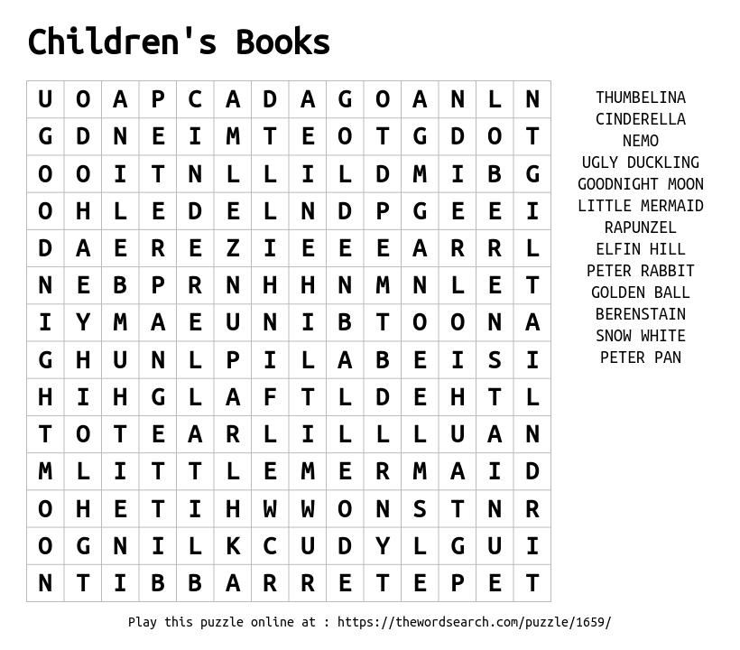 download word search on children s books