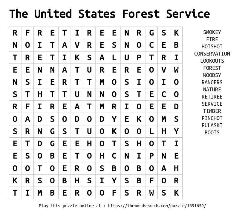 download word search on the united states forest service