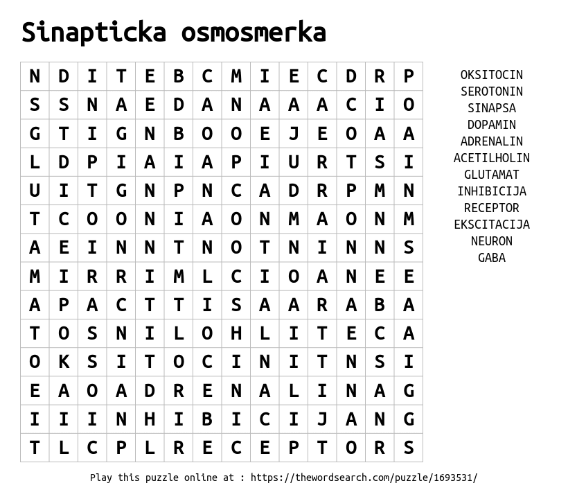 Word Search on Sinapticka osmosmerka