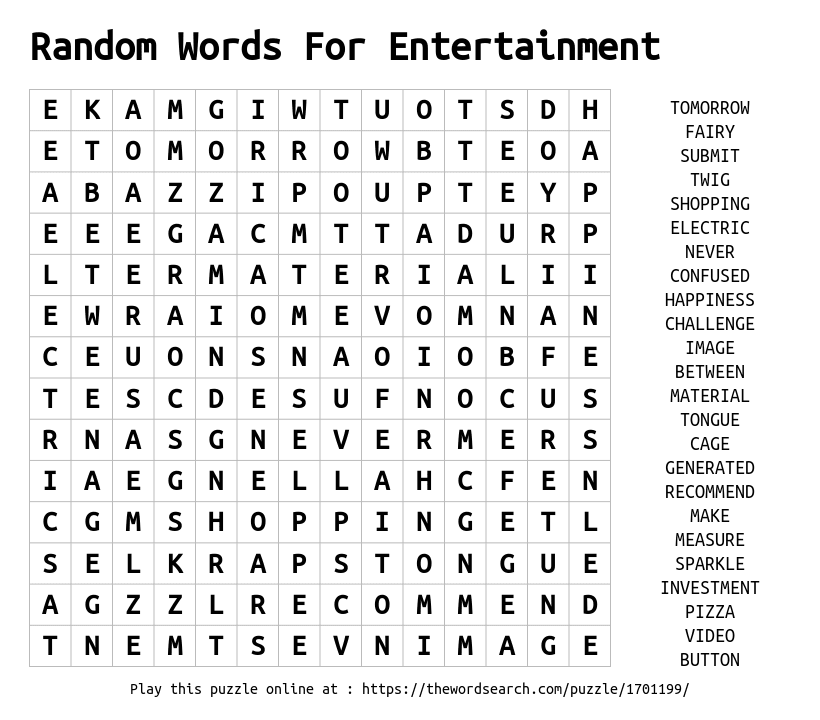 Download Word Search On Random Words For Entertainment