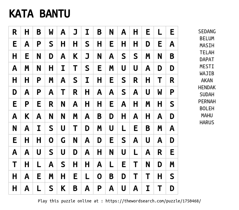 Word Search on KATA BANTU