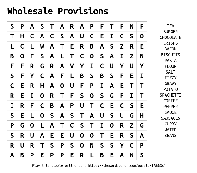 6 letter word for search for provisions