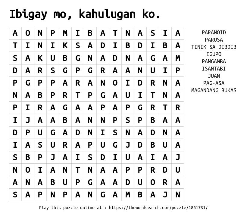 Word Search on Ibigay mo, kahulugan ko.