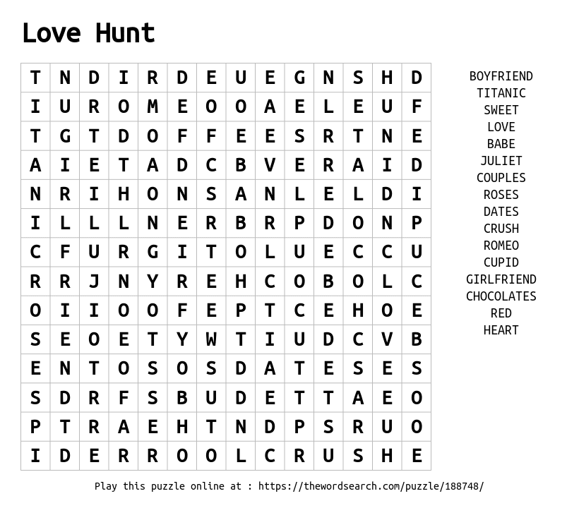download word search on love hunt
