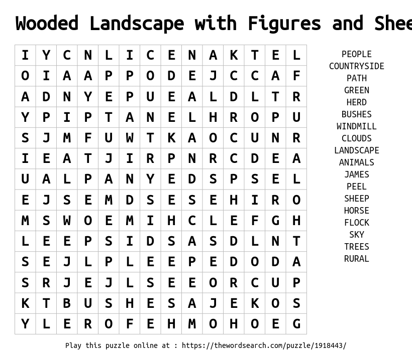 Wooded Landscape with Figures and Sheep Word Search