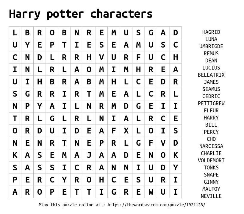 download word search on harry potter characters