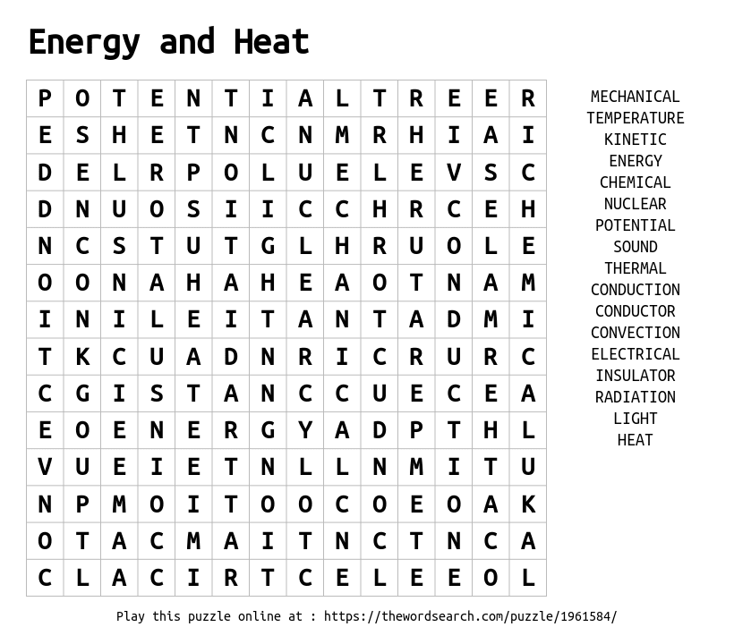 Download Word Search On Energy And Heat