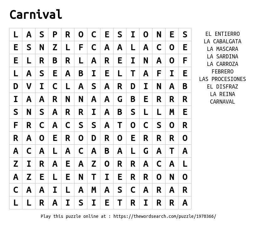 Download Word Search on Carnival