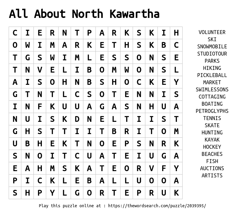 Download Word Search on All About North Kawartha