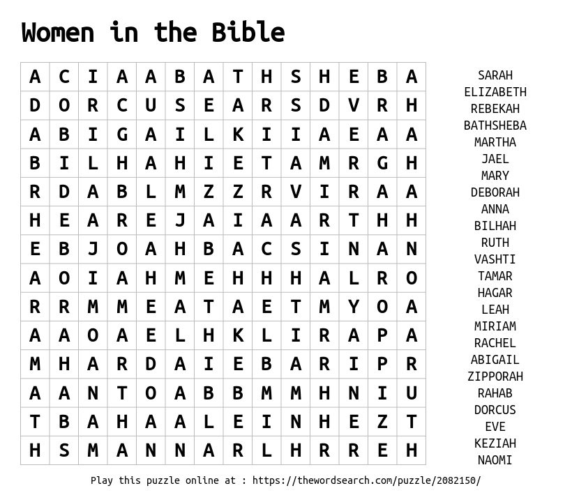 download word search on women in the bible