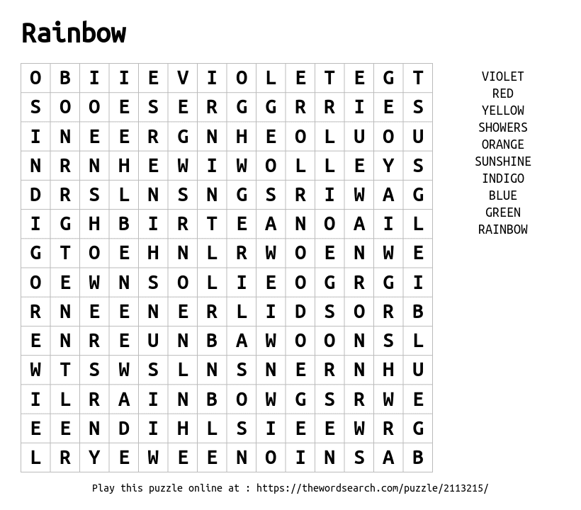 rainbow word search