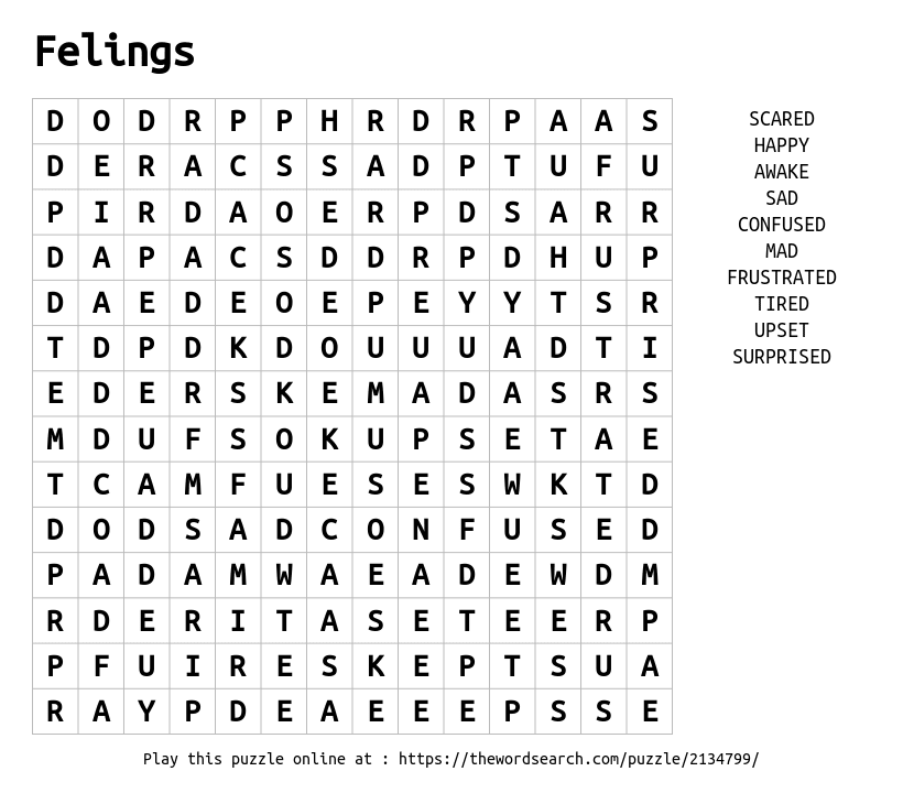 Download Word Search on Felings