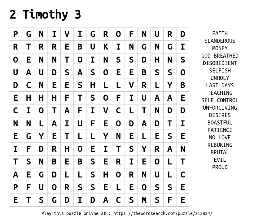 Download Word Search on 2 Timothy 3