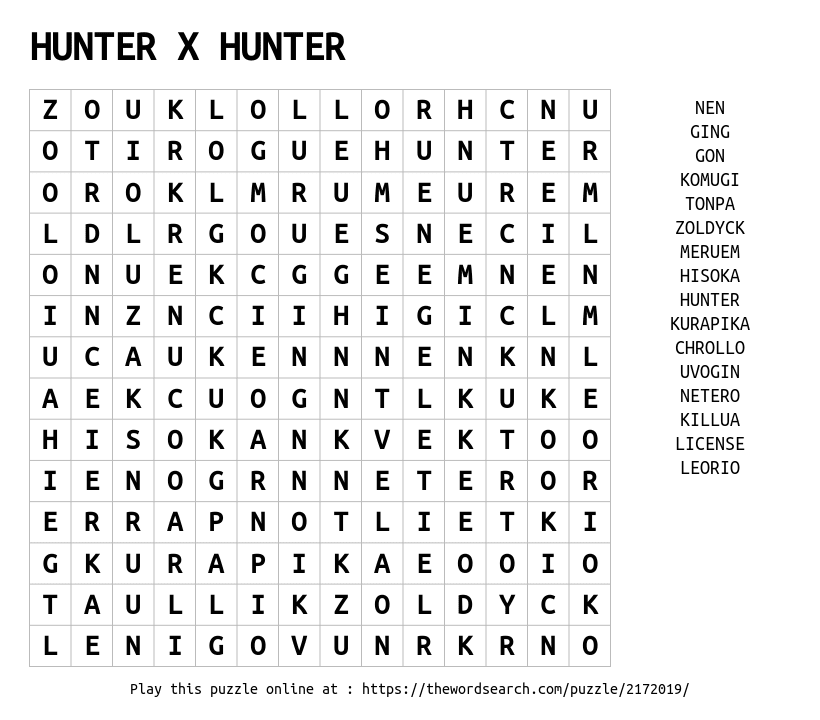 Hunter x Hunter - online puzzle