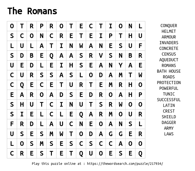 Word Search on The Romans