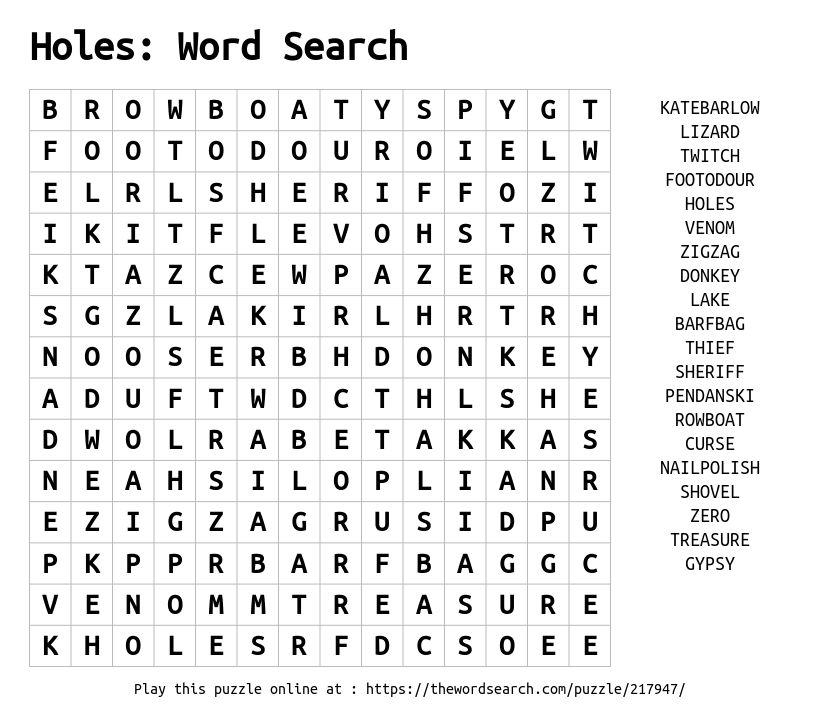 download word search on holes word search